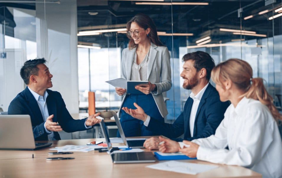 business people partners during a set team meeting in the modern office